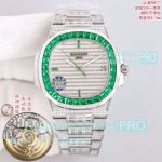 PDF Factory Super Clone Patek Philippe Nautilus 5719 Emerald Bezel Full Diamond Watch 